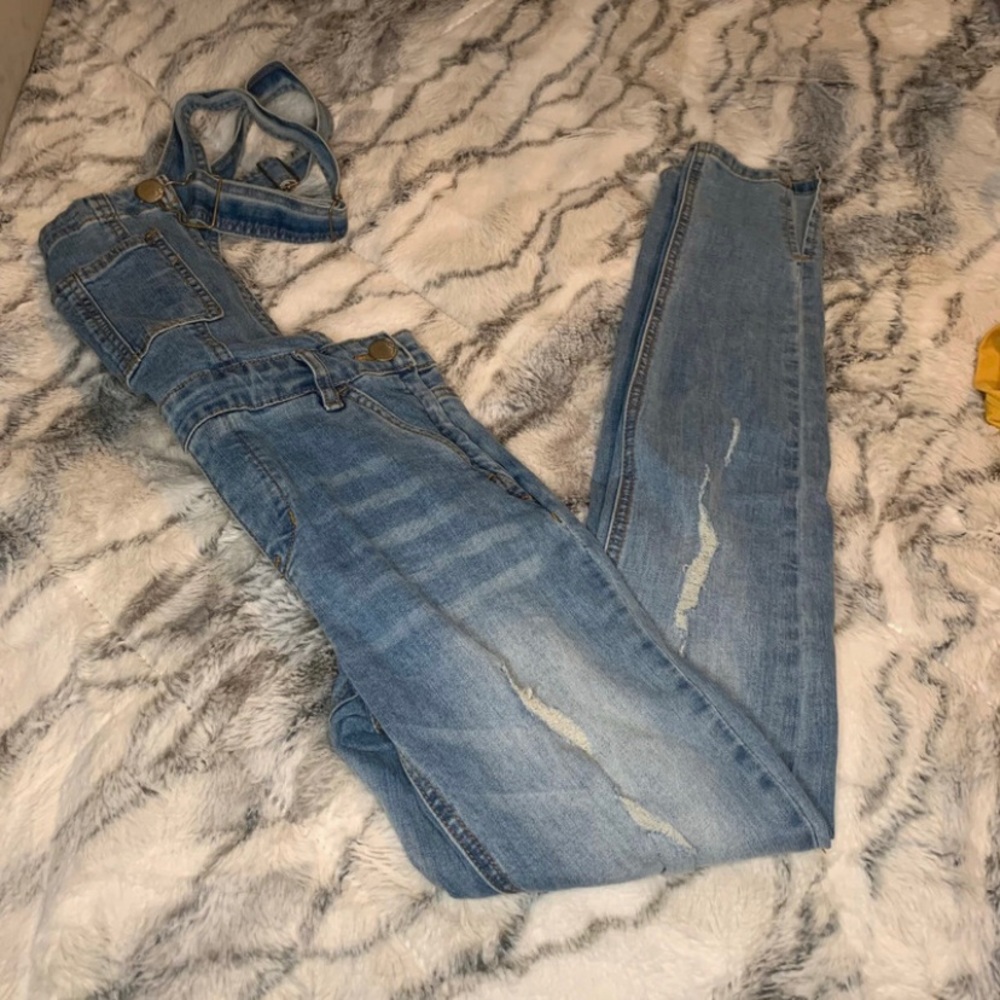 Jean Distressed Overalls